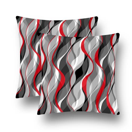 weesire Black and Red Grey Throw Pillow Covers Set of 2 Modern Geometric Lines Cushion Covers for Living Room Sofa Accent Home Decor Abstract Art Decorative Pillowcases Outdoor Pillows Covers 18x18 White - Image 1