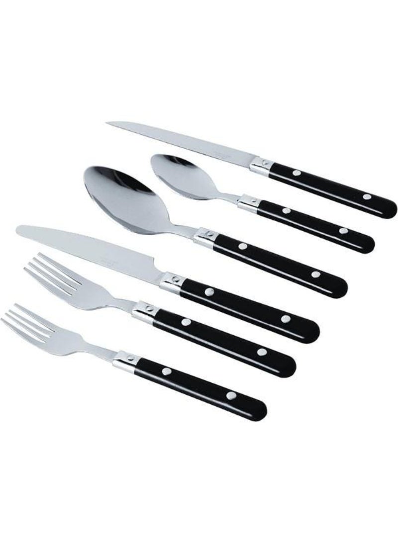 Gibson 58-Piece Casual Living Stainless Steel Flatware Set Black and Silver 64418.58