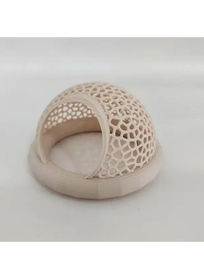 ملاذ كهف السمك البيج مع حلقة التغذية لديكور أحواض سمك البيتا والجمبري والجوبي - Image 4