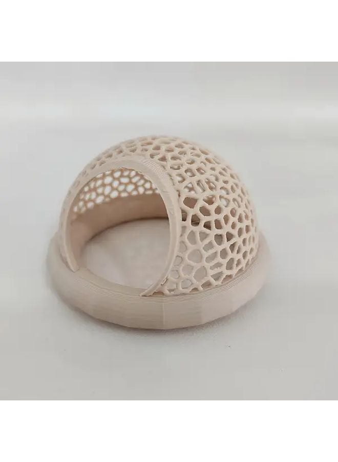 ملاذ كهف السمك البيج مع حلقة التغذية لديكور أحواض سمك البيتا والجمبري والجوبي - Image 1