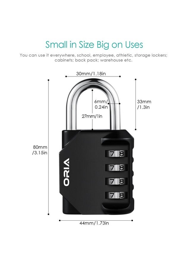ORIA Combination Lock, 2 Pack Combination Padlock, 4-Digit Locker Lock, Waterproof Anti-Rust Padlock for Gate, Cabinet, School Gym Locker, Fence, Black - Image 5