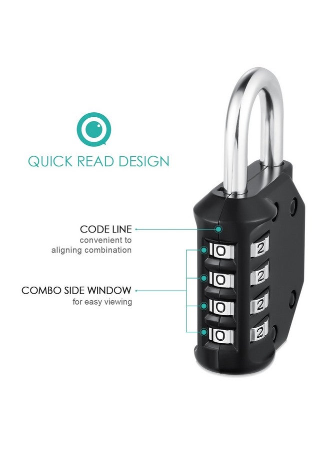 ORIA Combination Lock, 2 Pack Combination Padlock, 4-Digit Locker Lock, Waterproof Anti-Rust Padlock for Gate, Cabinet, School Gym Locker, Fence, Black - Image 4