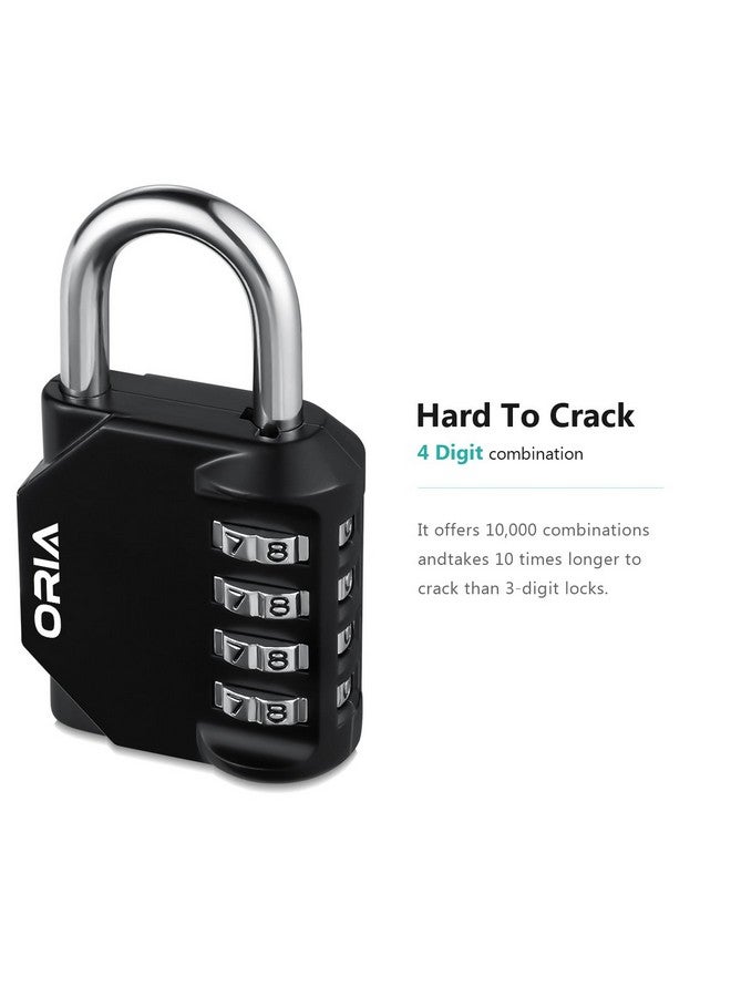 ORIA Combination Lock, 2 Pack Combination Padlock, 4-Digit Locker Lock, Waterproof Anti-Rust Padlock for Gate, Cabinet, School Gym Locker, Fence, Black - Image 3