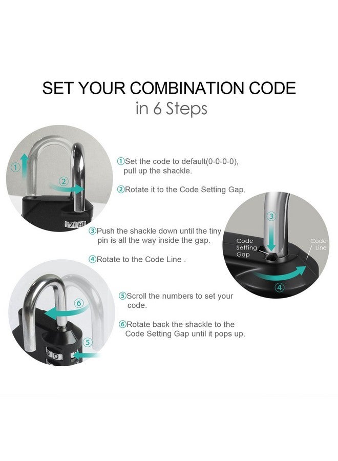 ORIA Combination Lock, 2 Pack Combination Padlock, 4-Digit Locker Lock, Waterproof Anti-Rust Padlock for Gate, Cabinet, School Gym Locker, Fence, Black - Image 2