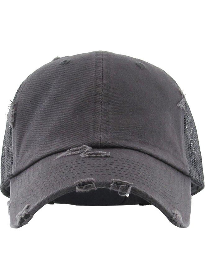 KBETHOS Vintage Washed Distressed Cotton Dad Hat Baseball Cap Adjustable Polo Trucker Unisex Style Headwear, Dark Grey Trucker, One size - Image 2