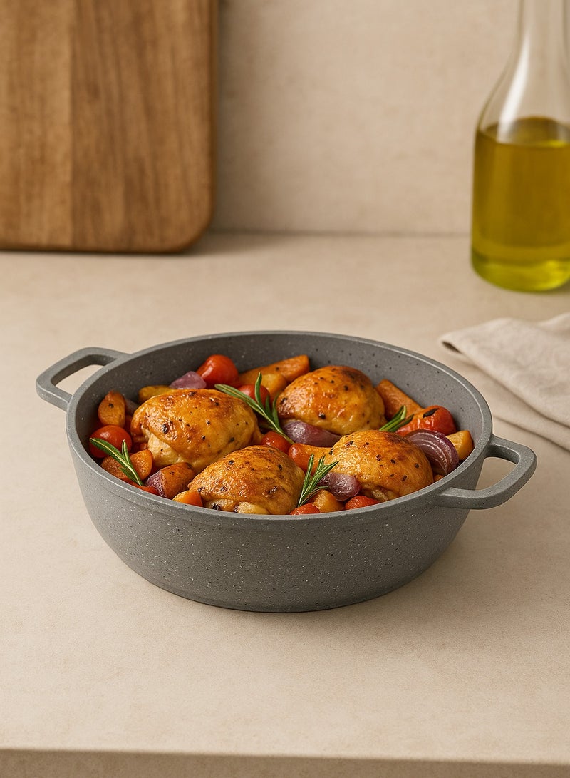 PROCILA Non-Stick Granite Shallow Pot Without Lid Grey 28cm - Image 2