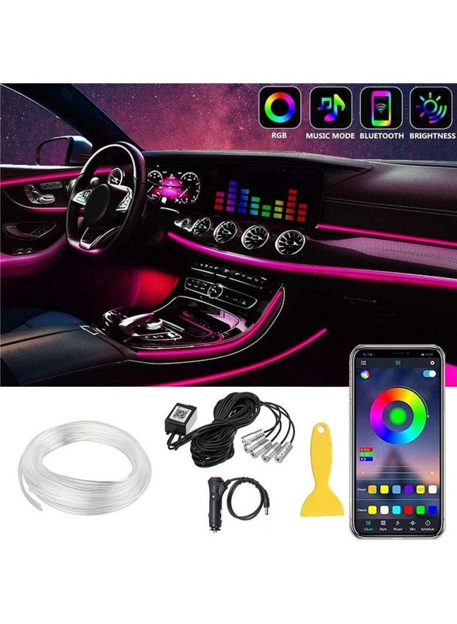 MJ Car Atmosphere Light Fiber Optic Led Luminous Line Door Seam Light App Voice Control Car Instrument Music Atmosphere Light Cold Light - Image 1