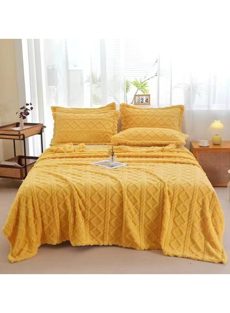 Comfy COMFY SOFT & FLUFFY 3PC BLANKET SET KINGSIZE- 1 BLANKET & 2 PC PILLOW COVER SET YELLOW 