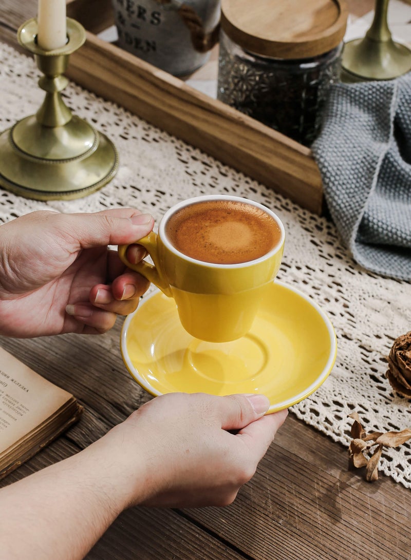 Shuer Ceramic Coffee Cup, Espresso Coffee Cup，Cup and Saucer Set Suitable for Home Office Restaurant Gifts Garden Party Home Afternoon Tea Set - Image 3