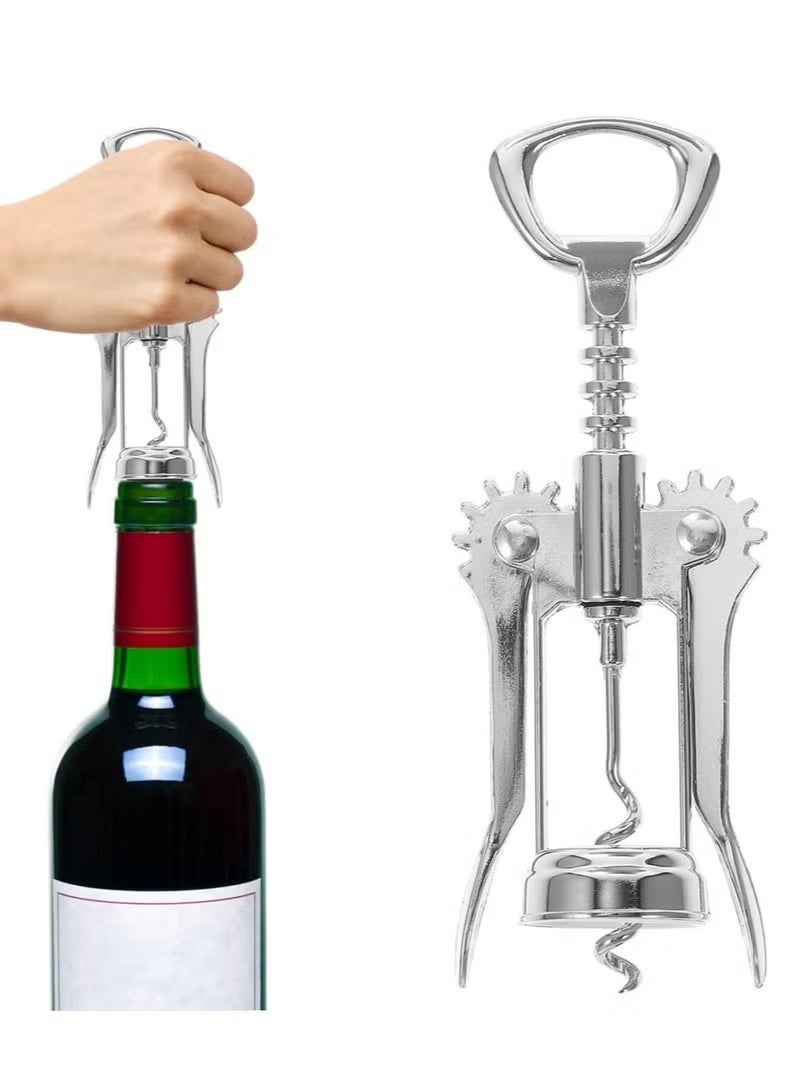 Manual Corkscrew Winged Bottle Opener for Party Stainless Steel Multifunctional Bottle Opener Easy to Use,Silvery. ﻿ - Image 3