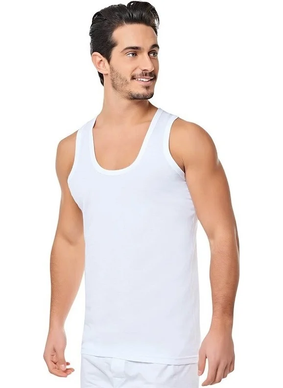 Seher Yıldızı Men's (White) 6 Pack Combed Cotton Undershirt 100% Cotton