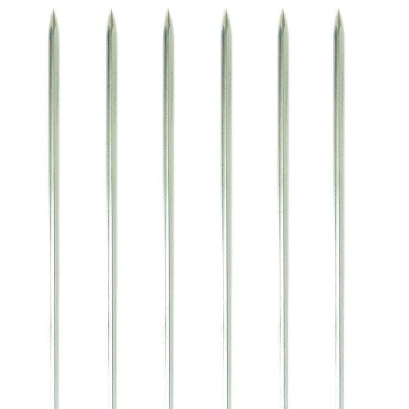 BTR Bharat Skewers/Kabab Seekh Stainless Steel Barbeque Grilling Stick, for KABAB/Paneer Tikka (Silver-5mm Heavy Stick) (Pack of 6 Pieces) (16 inch Square Shape Rod 4 inch Wooden hendle 5mm Stick) 6 ps - Image 2
