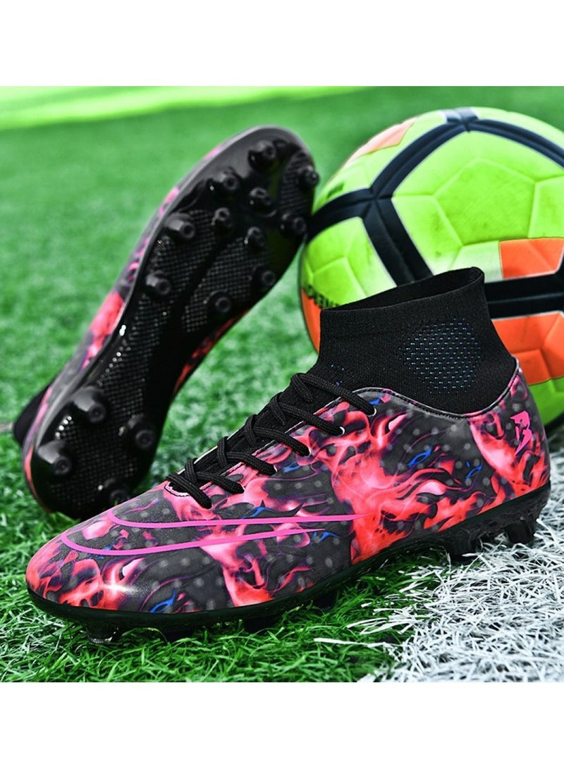 Loquat High-Top Cleats Competition Sports Football Shoes Black/Pink  - Image 2