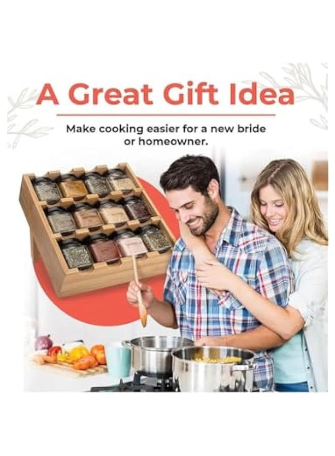 هوكور رف توابل خشبي متعدد الاستخدامات من 3 طبقات، منظم توابل لأدراج خزانة سطح الطاولة موفر للمساحة - Image 4