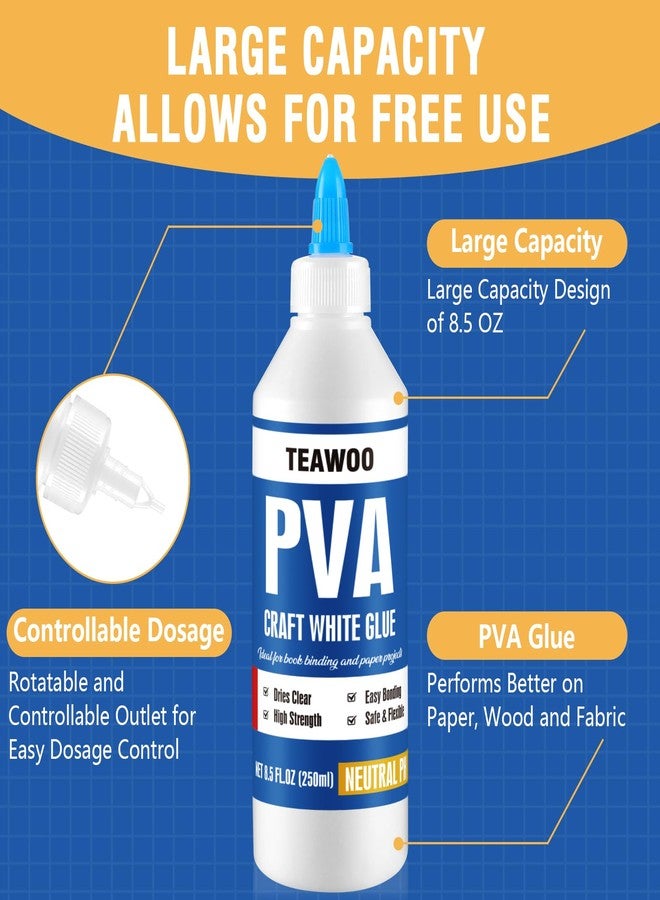 TEAWOO مجموعة لاصق إصلاح وربط الكتب من TEAWOO - 8.5 أونصة + 2×1.35 أونصة لاصق PVA خالي من الحمض - pH محايد، يجف شفاف ومرن للكتب، الحرف، الكولاج والفن الورقي، يستخدم لربط وإصلاح الكتب - Image 5