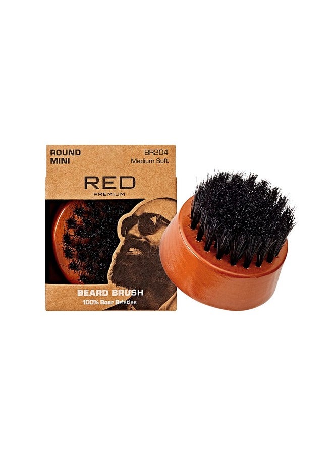 Red by Kiss RED by Kiss Beard Brush with 100% Natural Boar Bristles for Men, Premium Wooden Brush, Beards Mustaches Grooming Shaving Comb, Tame and Soften Facial Hair (ROUND MINI)  - Image 1