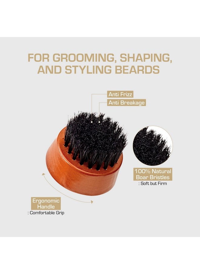 Red by Kiss RED by Kiss Beard Brush with 100% Natural Boar Bristles for Men, Premium Wooden Brush, Beards Mustaches Grooming Shaving Comb, Tame and Soften Facial Hair (ROUND MINI)  - Image 2