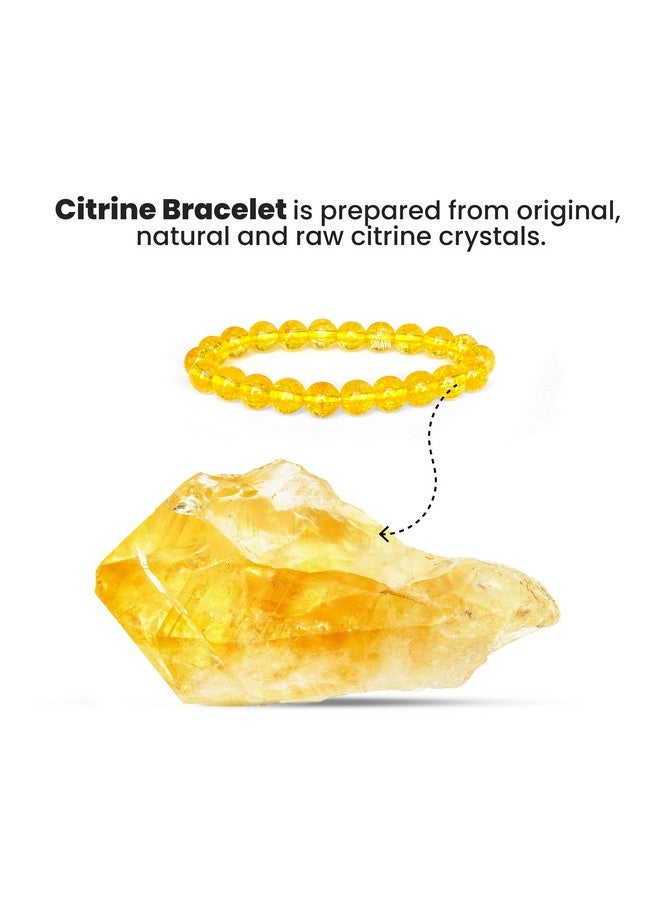 SOLAVA Original Yellow Citrine Bracelet with Lab Certificate for Men and Women - Natural Energised Bead Stone Crystal Bracelet for Money, Success, and Good Luck - 8MM Beads - Image 3