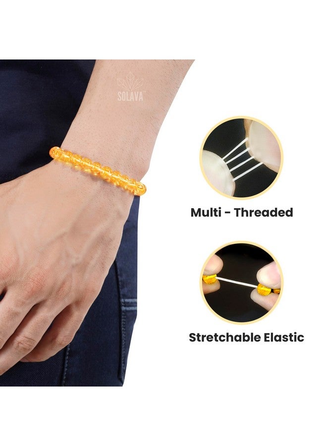 SOLAVA Original Yellow Citrine Bracelet with Lab Certificate for Men and Women - Natural Energised Bead Stone Crystal Bracelet for Money, Success, and Good Luck - 8MM Beads - Image 5