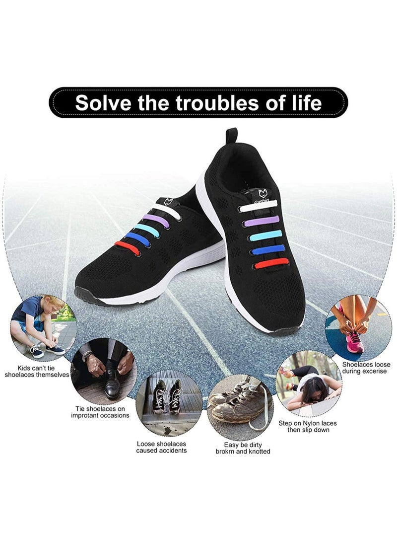 Lazy Tying-Free Elastic Shoelaces 16 Pcs ElasticWaterproof No Tie Shoe Laces for Sneakers Laces Special No Tie Rubber for Kids and Adults Sneakers Running Shoes Boots Board Shoes and Casual Shoes - Image 5