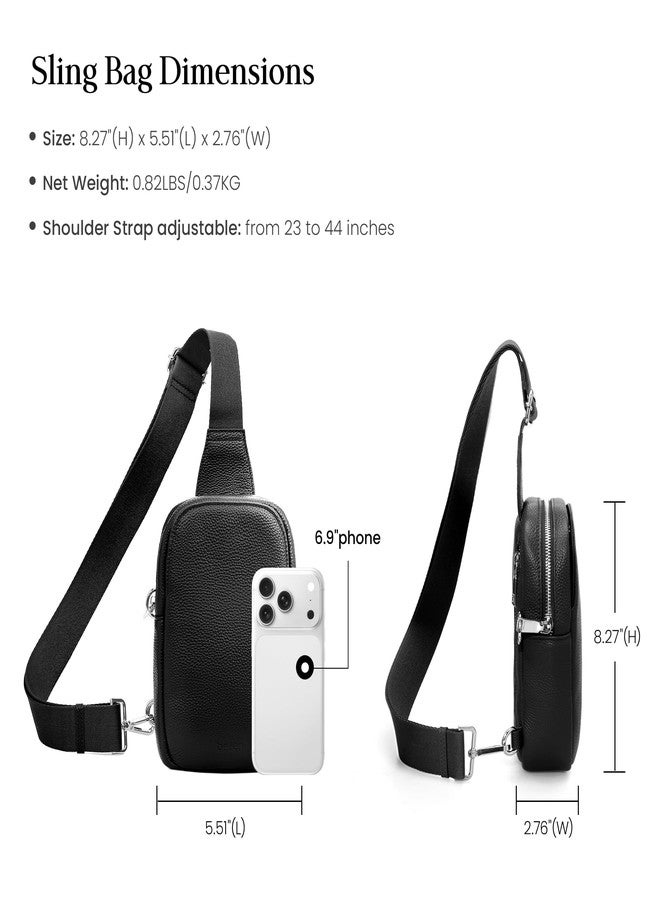 befen Black Genuine Leather Anti Theft Small Crossbody Bags for Women, Womens RFID Cross Body Chest Bag Fanny Packs Travel Purse - Image 5