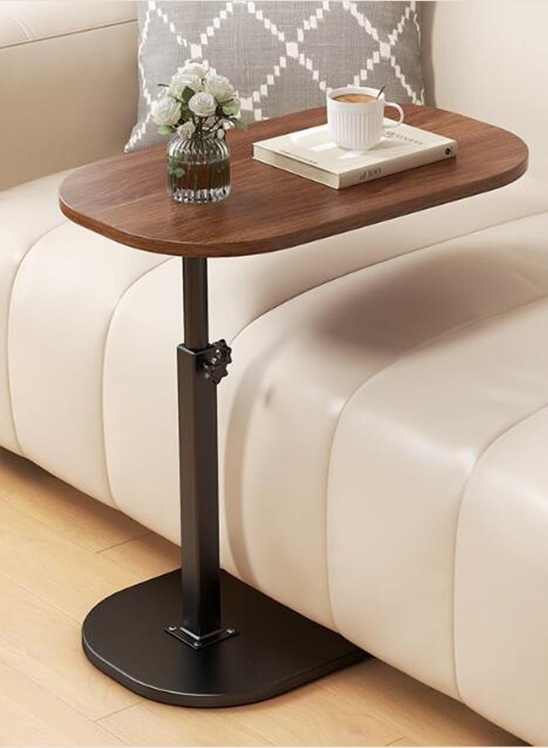 XiuWoo Premium C Shaped Liftable Table with Swivel Wheels Adjustable Overbed Home Desk for Laptop Reading Eating Bedridden Elderly Friendly Liftable and Flippable Tray Stand Walnut - Image 1