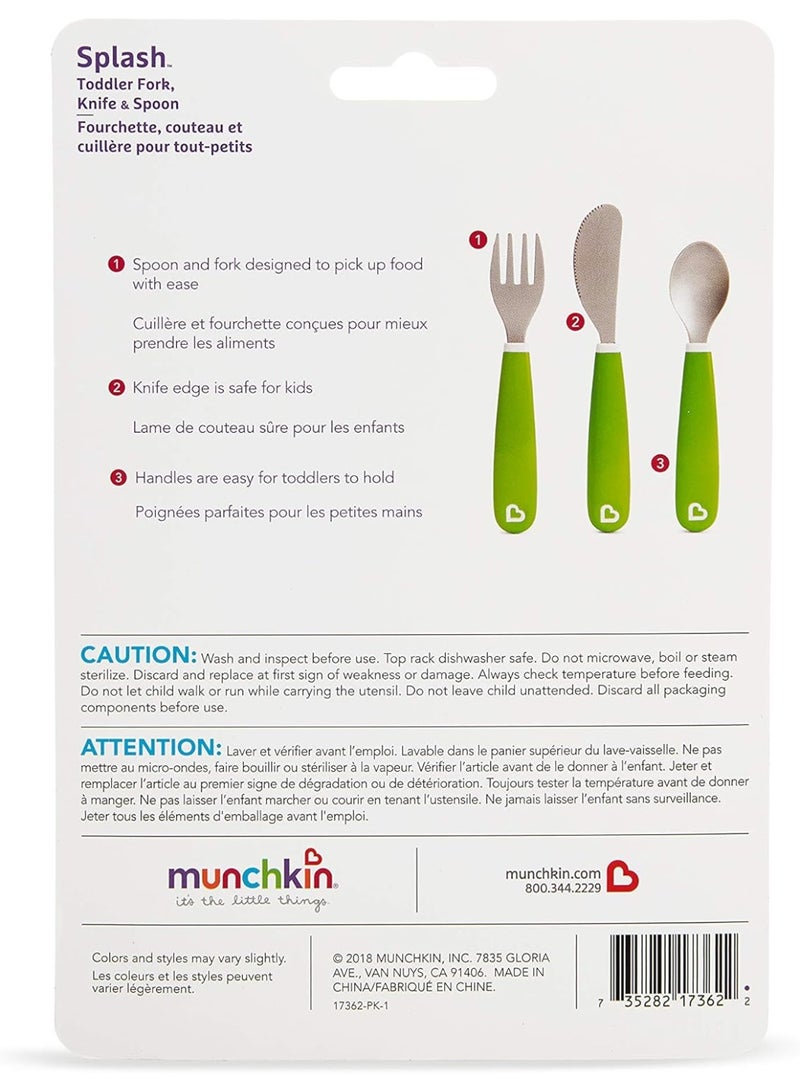 إيروريكس طقم أدوات مائدة للأطفال من مونشكين سبلاش، شوكة، سكين، وملعقة | خالٍ من مادة BPA، مصنوع من الفولاذ المقاوم للصدأ بحواف ناعمة | سهل الحمل للأطفال الرضع والأطفال من عمر ١٨ شهرًا فما فوق - Image 5