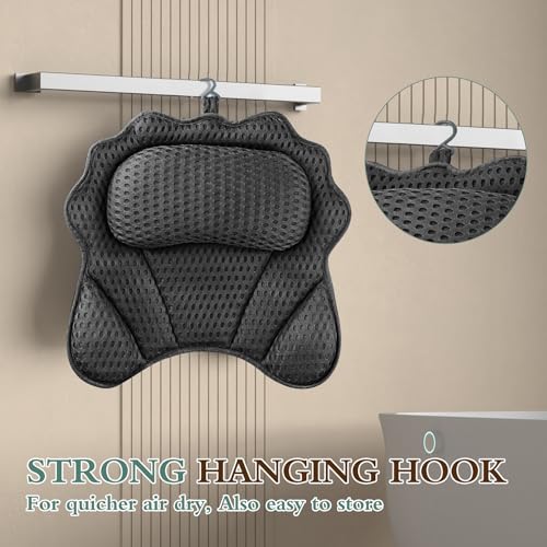 RUVINCE Bath Pillow RUVINCE Ergonomic Luxury Bathtub Pillow with Head,Neck, Shoulder and Back Support, 4D Bath Pillows for tub with 6 Powerful Suction Cups, Fits All Bathtub, Spa Tub, Hot Jacuzzi (Black) - Image 5