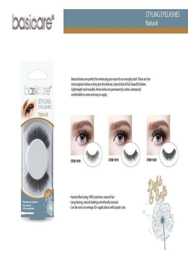 Basicare Styling Eyelashes, False Eyelashes Natural Look Reusable Fake Eyelashes For Women, Adhesive Included, Style 19182 - Image 3