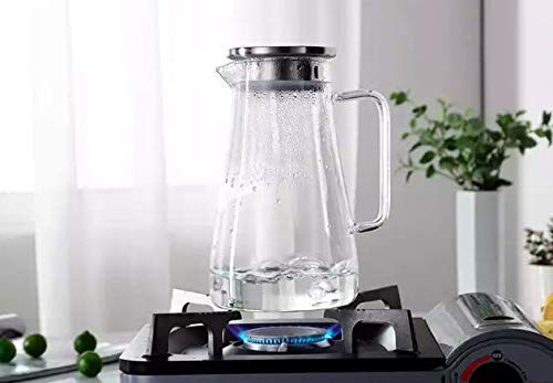 ARUZEN 1300 ml Glass Iced Tea Pitcher with Stainless Steel Strainer Lid HotCold Water Jug Juice Beverage Carafe 14 Liter - Image 5