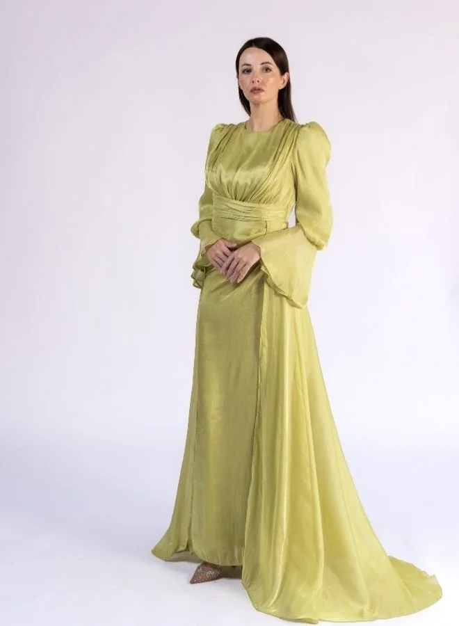 Fashonara Layered Ruffled Dress with Bowed Sleeves