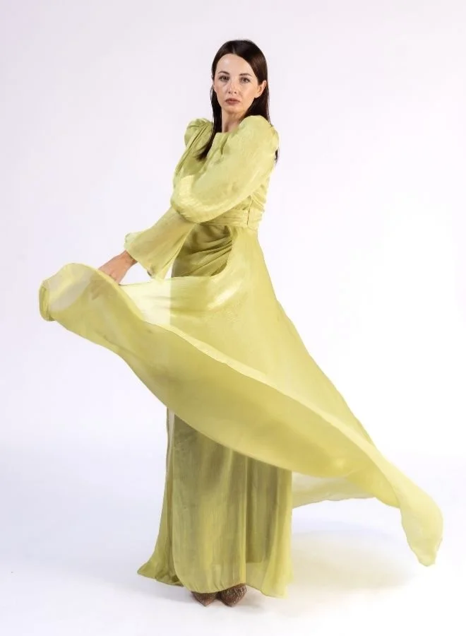 Fashonara Layered Ruffled Dress with Bowed Sleeves