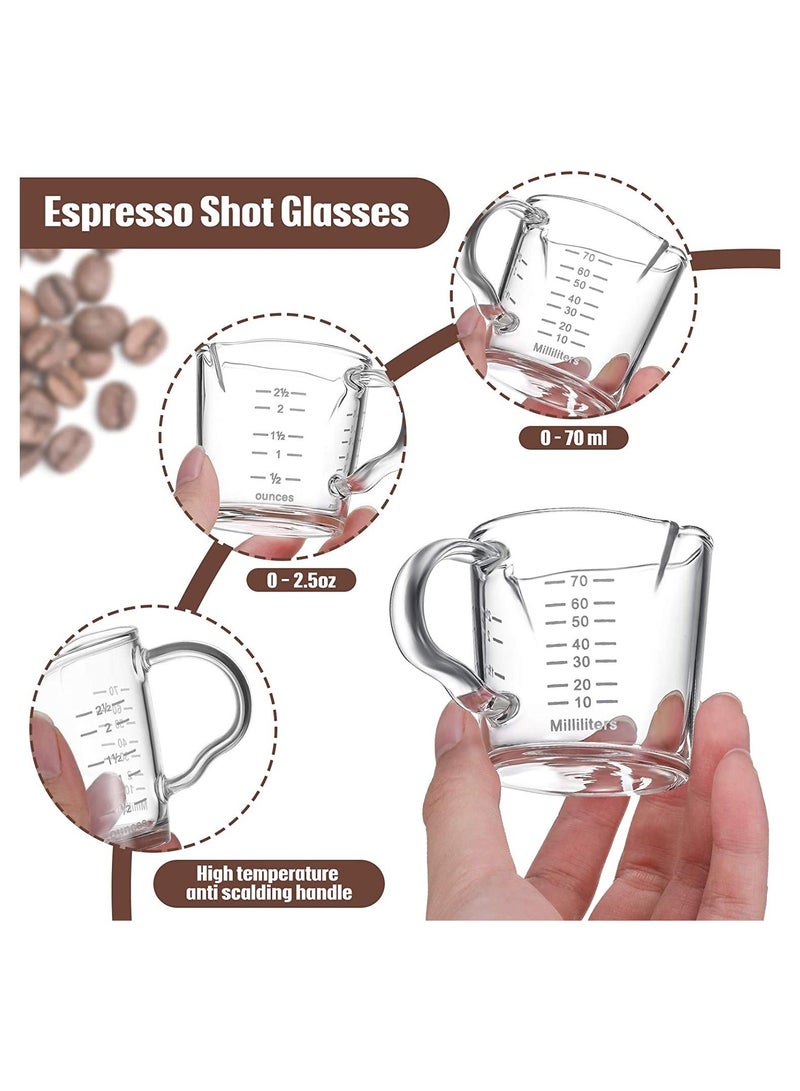 Espresso Shot Glass, 3-Ounce Triple Pitcher Barista Double Spouts With Pouring Handle for Milk Coffee Making, Glasses Parts Clear Microwave Dishwasher Safe (1 Pack) - Image 2