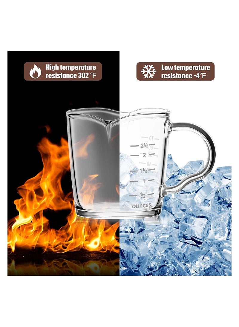 Espresso Shot Glass, 3-Ounce Triple Pitcher Barista Double Spouts With Pouring Handle for Milk Coffee Making, Glasses Parts Clear Microwave Dishwasher Safe (1 Pack) - Image 4