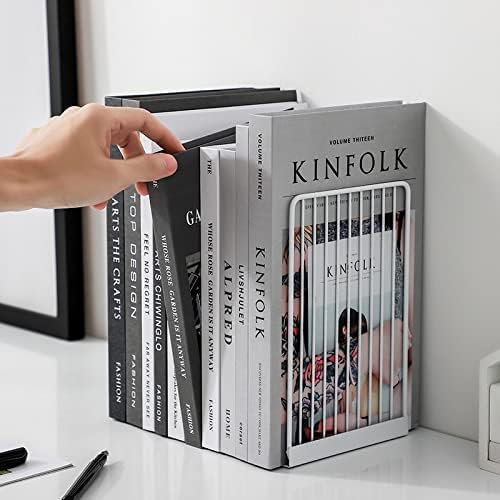 oddpod™ Stria Metal Bookends for Office Decor/Book Shelf/Living Room/Home Décor 7704 8.5" - White - Image 3