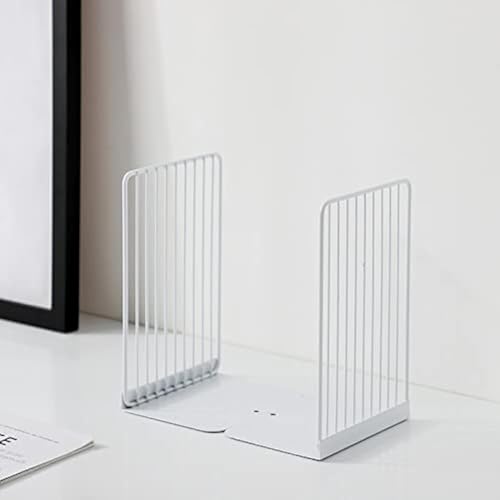 oddpod™ Stria Metal Bookends for Office Decor/Book Shelf/Living Room/Home Décor 7704 8.5" - White - Image 1