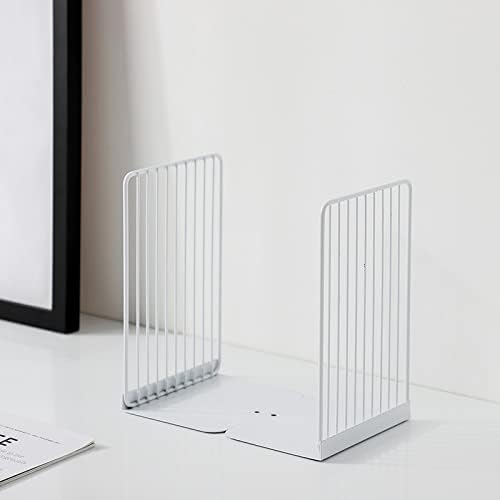 oddpod™ Stria Metal Bookends for Office Decor/Book Shelf/Living Room/Home Décor 7704 8.5" - White - Image 2