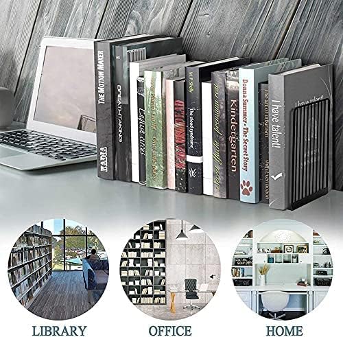 oddpod™ Stria Metal Bookends for Office Decor/Book Shelf/Living Room/Home Décor 7704 8.5" - White - Image 5