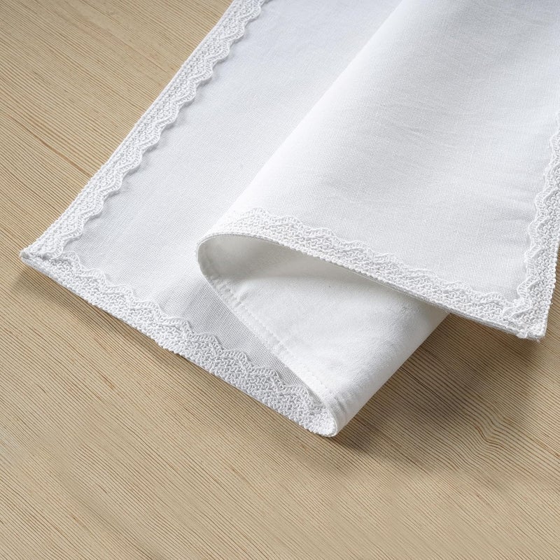FINGERCRAFT طقم مفارش طاولة فينجر كرافت من 4 قطع قابلة للغسل ومتينة من قطن الكتان غير قابلة للانزلاق لمائدة الطعام والمطبخ للمنزل باللون الأبيض - Image 4