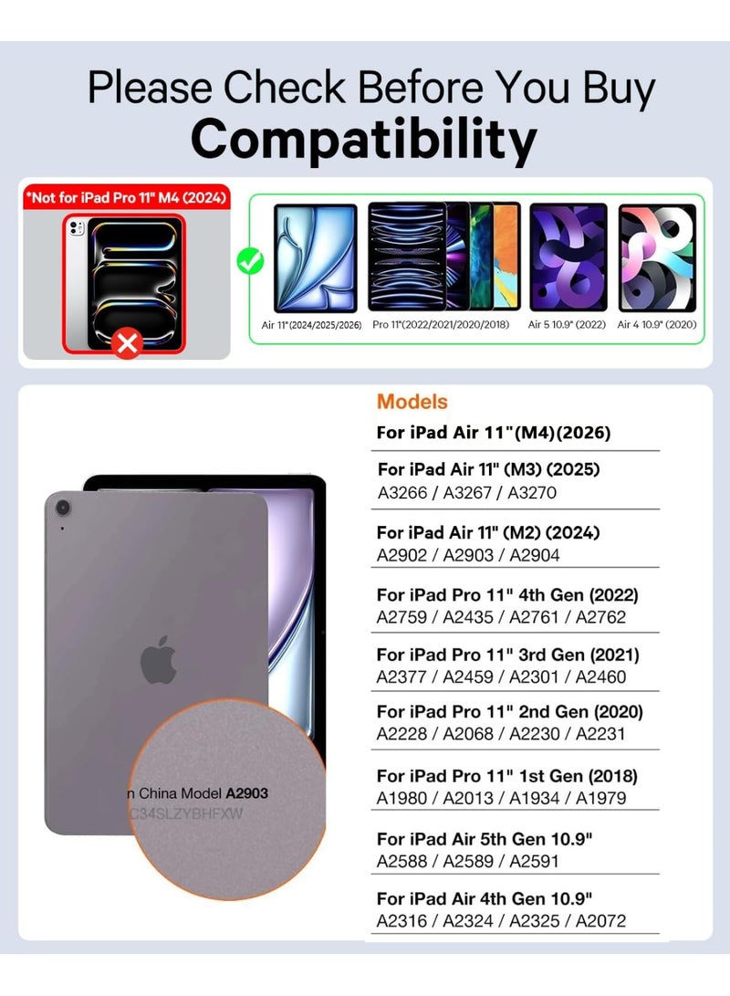 Arabic/English Keyboard Case for iPad Air 11 Inch M4/M3/M2 (2026/2025/2024), iPad Pro 11 Inch (4th/3rd/2nd/1st Gen) & iPad Air 5th/4th Gen, 7-Color Backlight, Multi-Touch Trackpad, Flip Stand Case with Pencil Holder, 2 Wireless Channels, Black - Image 2