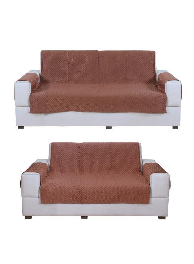 Nendle Latest Quilted Velvet Universal Protector Sofa Cover 3 Seater and 2 Seater|Sofa Cover L Shape 5 Seater Velvet for Living Room with Handle Cover (Copper, Pack of 2) - Image 1