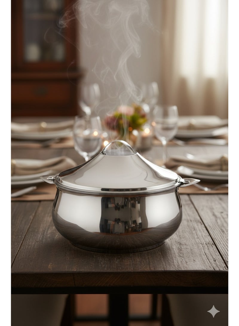 Elegant Steel Hot Pot – 3500ml – Polished Design - Image 3