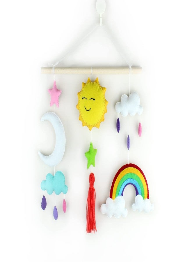 AGD Handmade Sun Rainbow Clouds Wall Hanging, Colourful Nursery Decor, Baby Bedroom Decoration Item, Birthday, Diwali Gifts for Kids, Nature Inspired Baby Shower Decor, Vibrant Playroom - Image 1
