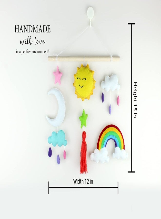 AGD Handmade Sun Rainbow Clouds Wall Hanging, Colourful Nursery Decor, Baby Bedroom Decoration Item, Birthday, Diwali Gifts for Kids, Nature Inspired Baby Shower Decor, Vibrant Playroom - Image 3