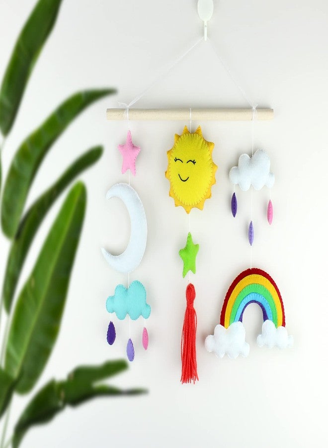 AGD Handmade Sun Rainbow Clouds Wall Hanging, Colourful Nursery Decor, Baby Bedroom Decoration Item, Birthday, Diwali Gifts for Kids, Nature Inspired Baby Shower Decor, Vibrant Playroom - Image 2