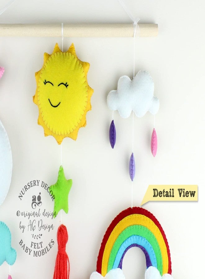 AGD Handmade Sun Rainbow Clouds Wall Hanging, Colourful Nursery Decor, Baby Bedroom Decoration Item, Birthday, Diwali Gifts for Kids, Nature Inspired Baby Shower Decor, Vibrant Playroom - Image 4