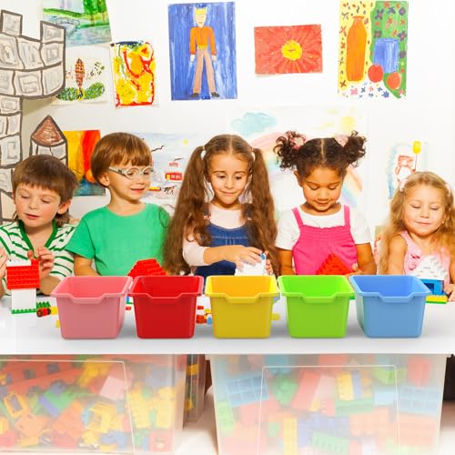 Dcocdeely 20 Pcs Small Cubby Bins Plastic Book Bin Classroom Stacking Bins Office Kids Storage Container Desk Organizer Basket for Home Nursery Playroom Classroom (20) - Image 4
