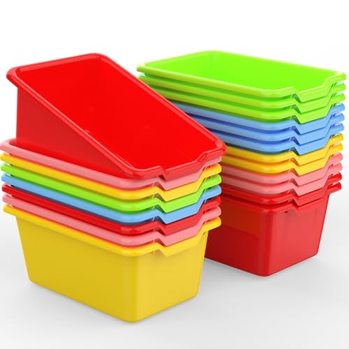 Dcocdeely 20 Pcs Small Cubby Bins Plastic Book Bin Classroom Stacking Bins Office Kids Storage Container Desk Organizer Basket for Home Nursery Playroom Classroom (20) - Image 1