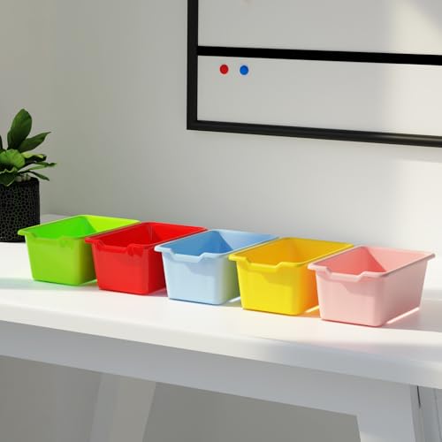 Dcocdeely 20 Pcs Small Cubby Bins Plastic Book Bin Classroom Stacking Bins Office Kids Storage Container Desk Organizer Basket for Home Nursery Playroom Classroom (20) - Image 5