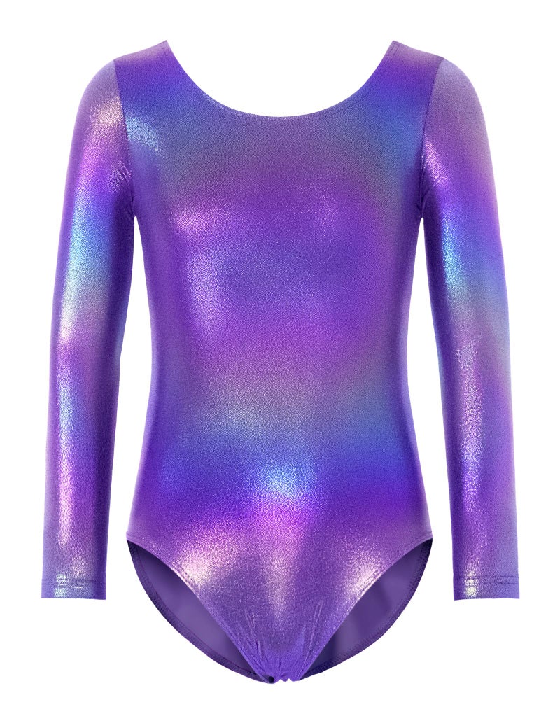 Nokecina Gymnastics Leotards for Girls Sparkly Long Sleeve Size 4t 5t Purple Kids Athletic One-Piece Gym Tumble Outfits - Image 1